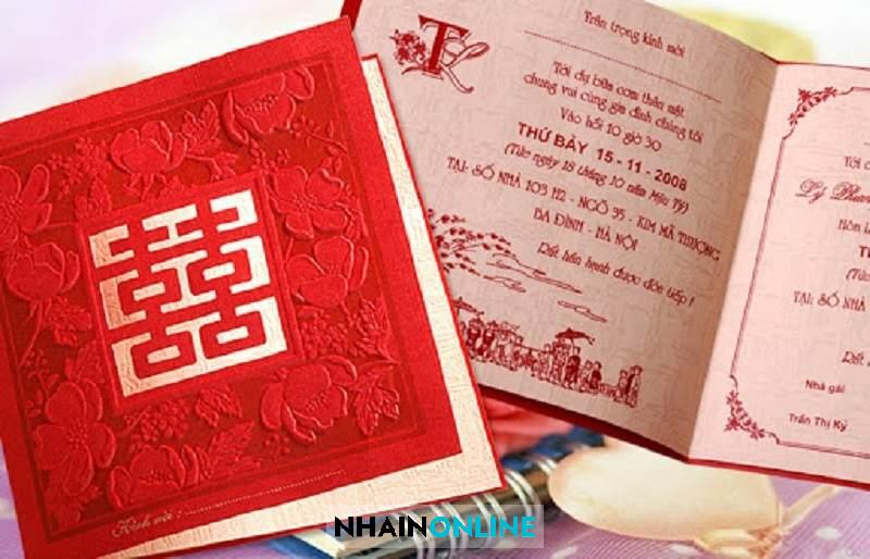 Thiệp cưới Trung Hoa thường có chữ hỷ