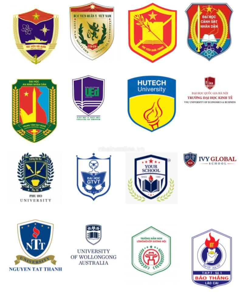 Các mẫu logo trường học dạng khiên nhằm thể hiện sự uy tín, cam kết về chất lượng dạy học và đảm bảo quyền lợi cho học sinh của nhà trường