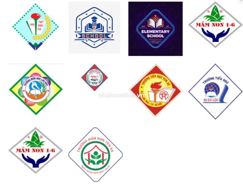 Logo hình thoi được sử dụng phổ biến ở mọi trường học từ cấp bậc mầm non đến đại học