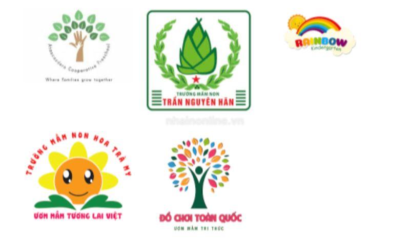 Những logo lấy cảm hứng từ thiên nhiên với màu sắc sinh động, dễ thương thường được các trường mầm non ưu tiên lựa chọn