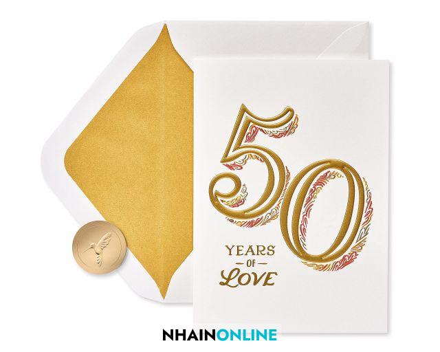 Thiệp kỷ niệm 50 năm ngày cưới đơn giản