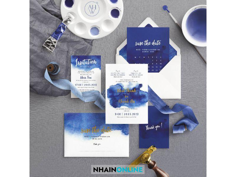 Những mẫu thiệp cưới màu xanh ngọc