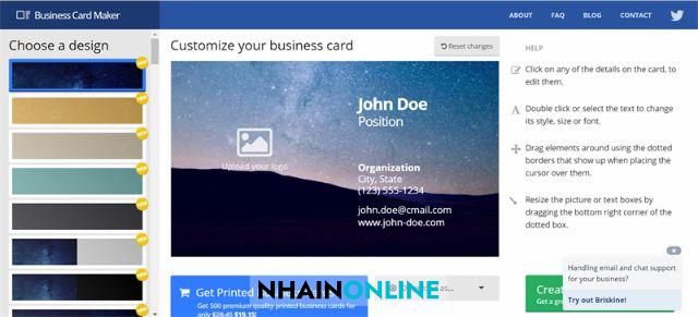 Phần mềm thiết kế name card free